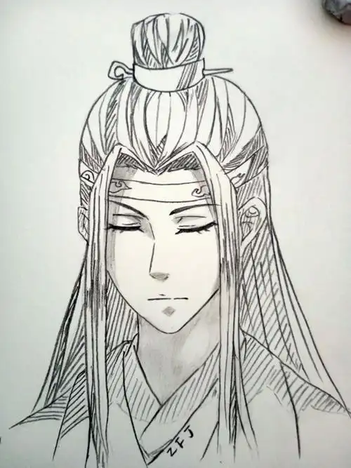 这是一位宝投的稿,已完稿哟绘画过程 手绘临摹 魔道祖师蓝忘机