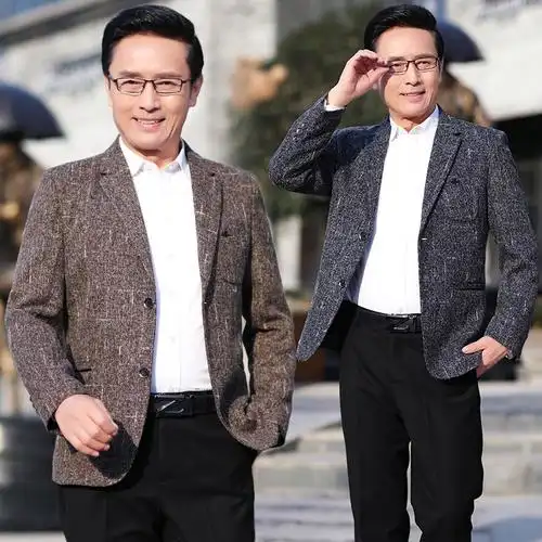 女儿结婚礼服爸爸穿上衣中年喜公公岳父秋冬父母新娘父亲婚宴西装