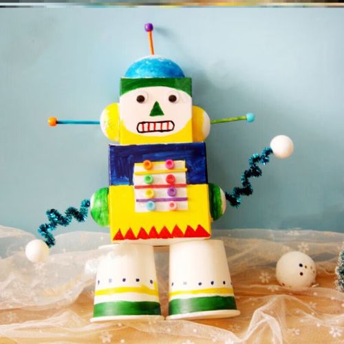 幼儿园亲子火箭手工小制作儿童玩具宇航员纸板盒机 机器人材料包(含