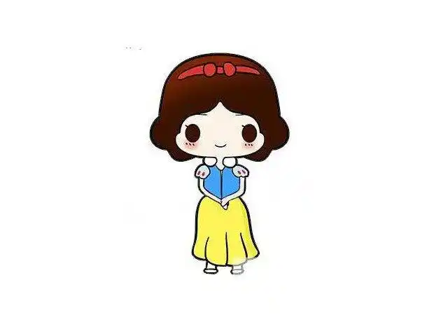 第九步:最后一步上色完成漂亮的白雪公主简笔画.