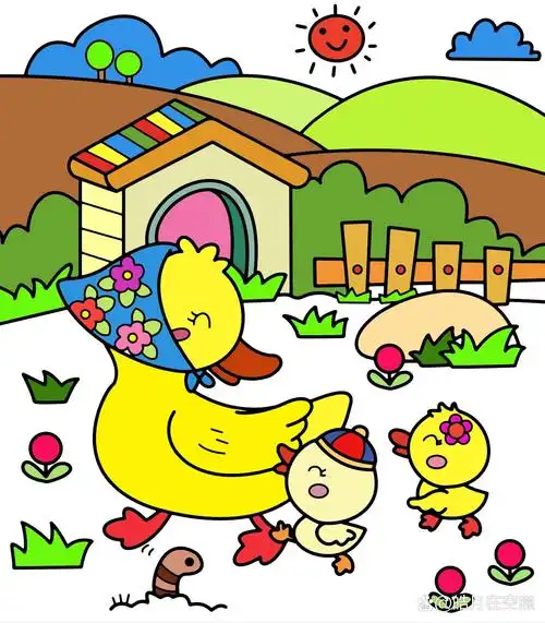 鸭妈妈带宝宝简笔画