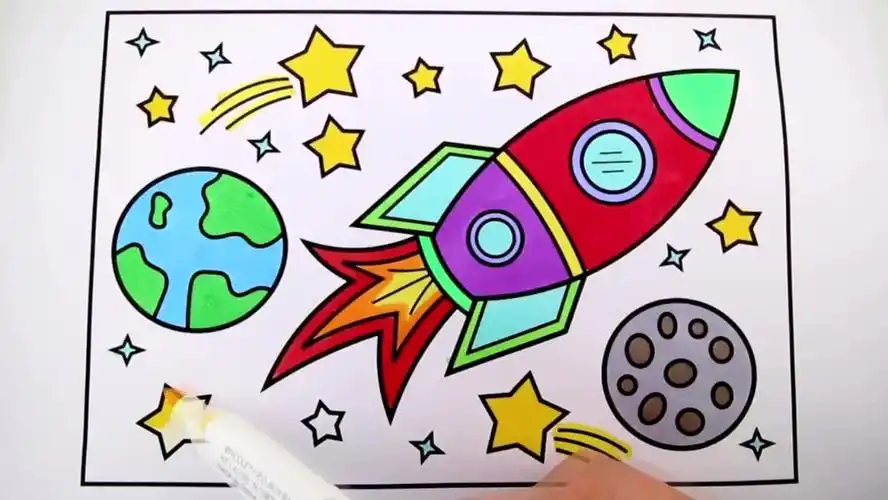 育儿小智慧# #超级体验官# 【绘画小火箭】儿童益智绘画,绘画一只小