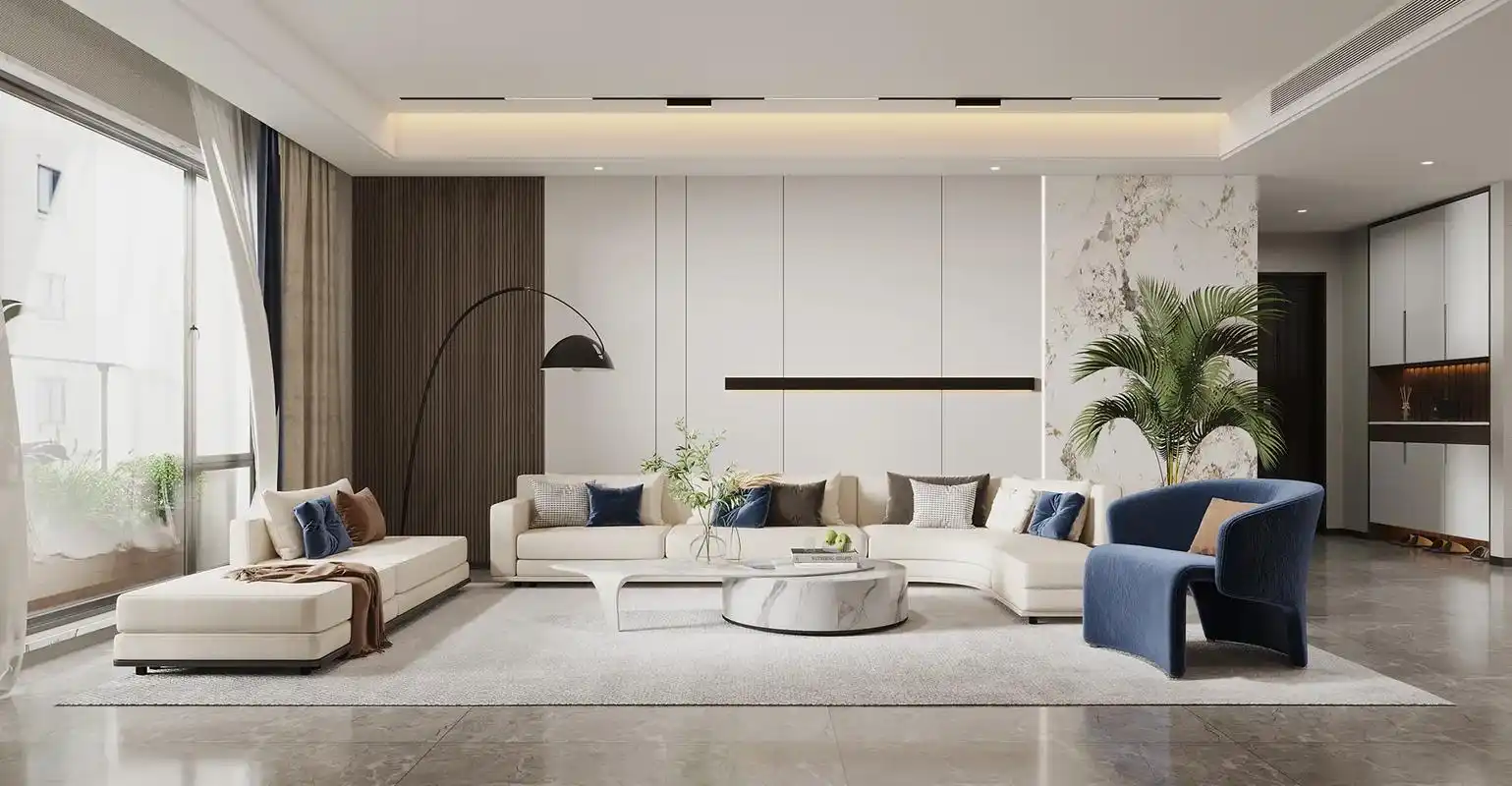 伟峰东樾150平现代简约风格效果图设计分享 给粉丝家装修我们 - 抖音