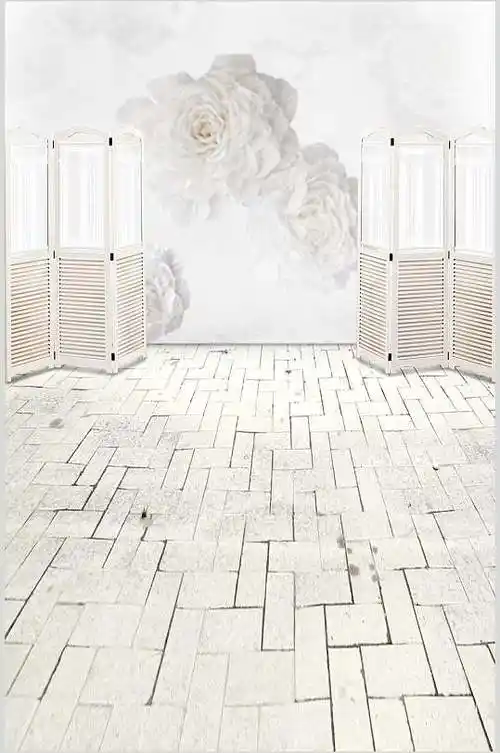 白色大花婚纱背景大图