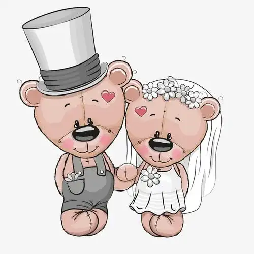 卡通小熊夫妻矢量图