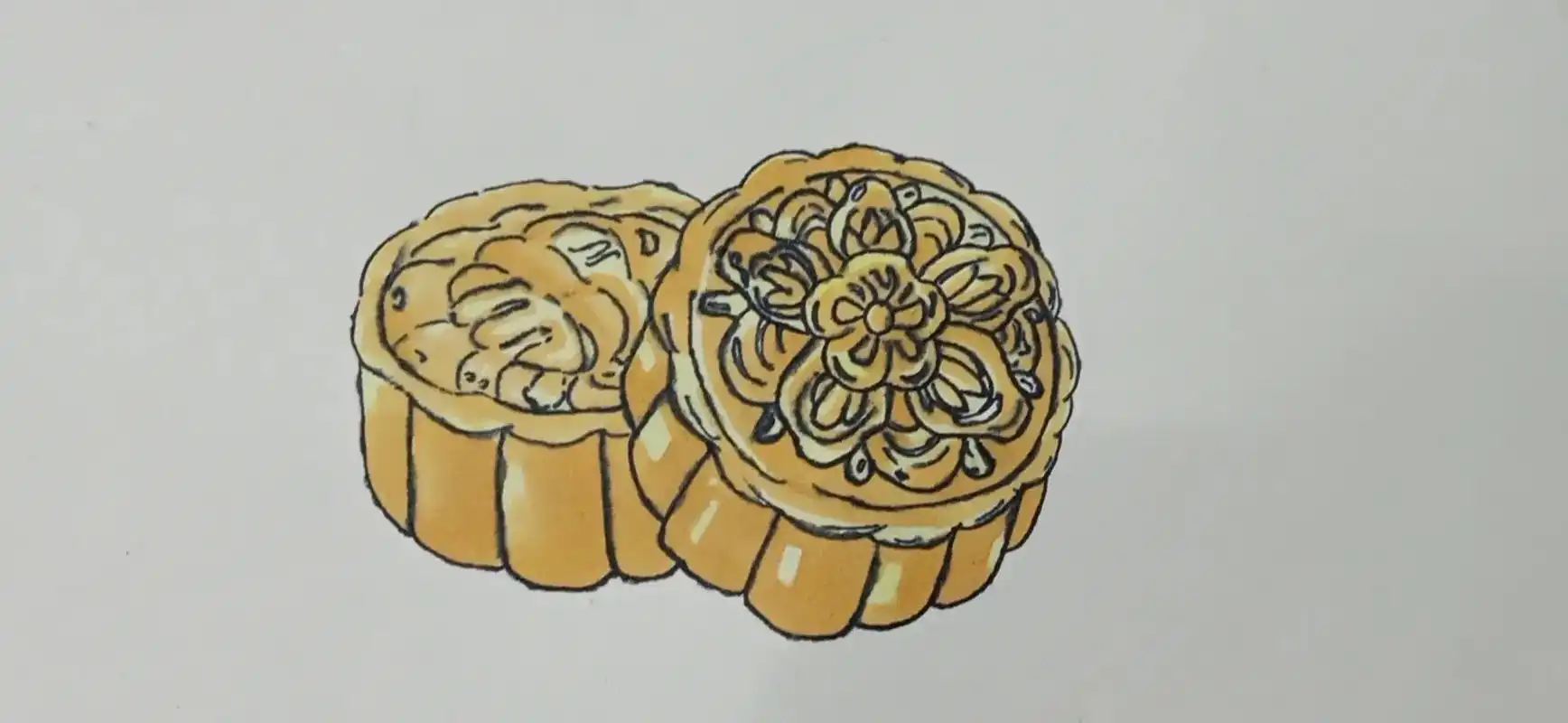 虽然不会折兔子和月亮,但我可以画个月饼#月饼怎么画  - 抖音