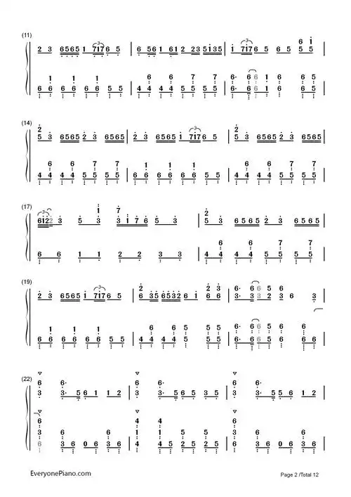 千本樱-触手猴版本-带力度版双手简谱预览2-钢琴谱文件(五线谱,双手