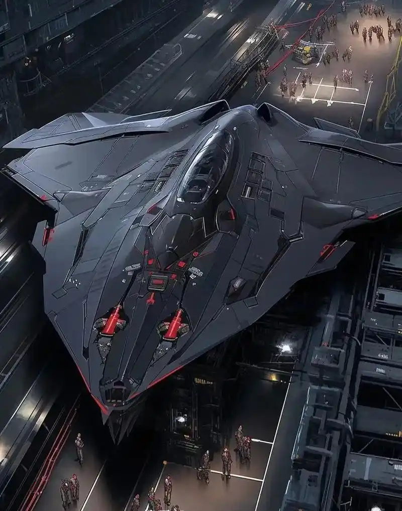 一组ai生成的宇宙战舰与飞船载具欣赏,有现实战舰与飞机的影子.