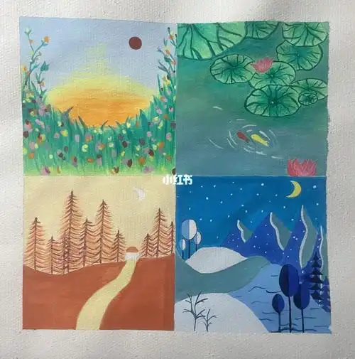 7415 春夏秋冬  水彩画9495947615