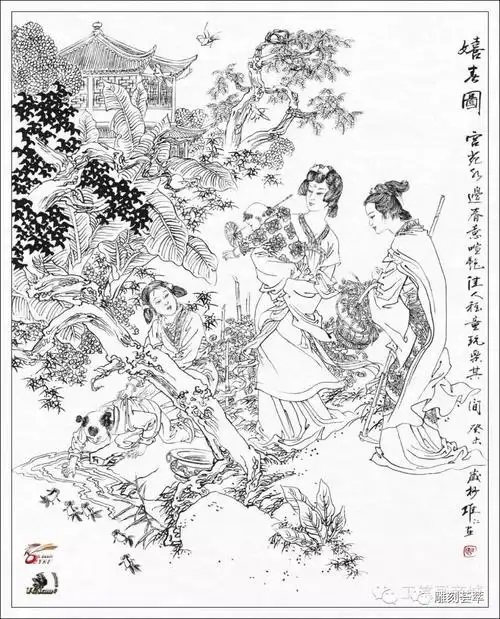 工笔白描人物玉雕素材