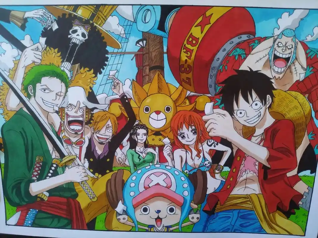 马克笔手绘 #海贼王路飞绘画#草帽海贼团  - 抖音