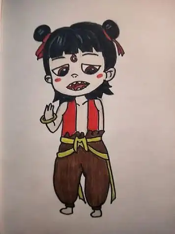 手绘哪吒手绘简笔画黑眼圈画个简笔画文化绘画