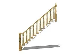 欧式单跑楼梯草图大师模型,单跑楼梯sketchup模型免费下载
