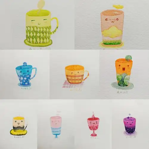 绘画记录水彩涂鸦小杯子