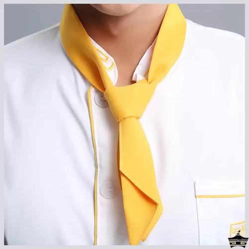 酒店厨师三角领巾厨房厨师长领结汗巾西餐厅红黄蓝色工作围巾男女