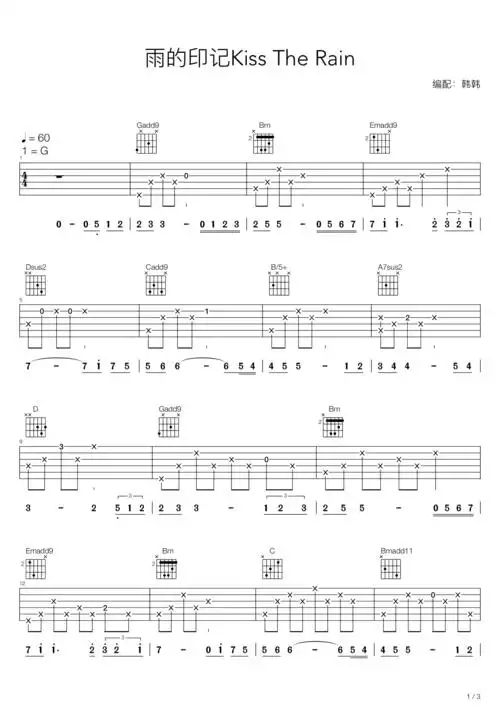 李闰珉雨的印记kisstheraing调二重奏吉他谱吉他谱