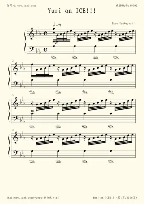 钢琴谱:yuri! on ice (冰上的尤里): yuri on ice