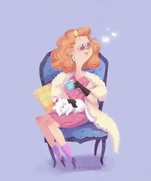 儿童插画人物优雅老太4