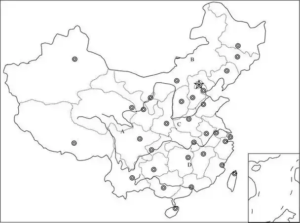 图集:33幅中国地图空白线描图关于【中国政区图简笔画】:图集:33幅