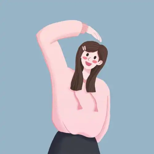 女生比心插画情侣头像
