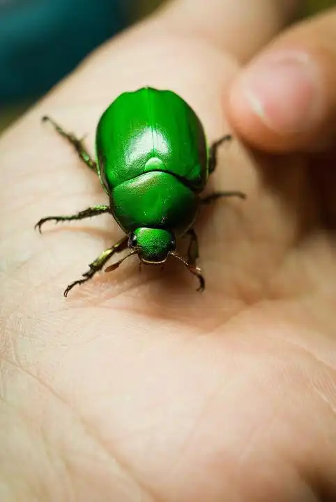 倒霉的绿罗花金龟 br />