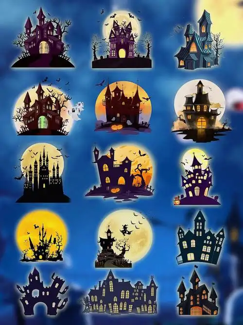 万圣节卡通城堡免扣素材分享