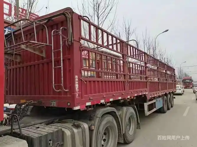 转让13米二手高低板花篮半挂车, 富华轴带板簧