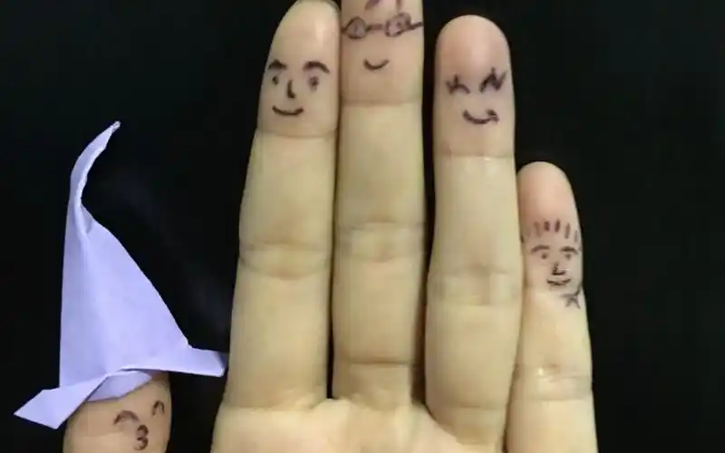 【手工创意】手指画创意diy 一家五口人 好玩有趣手指画_哔哩哔哩 (゜