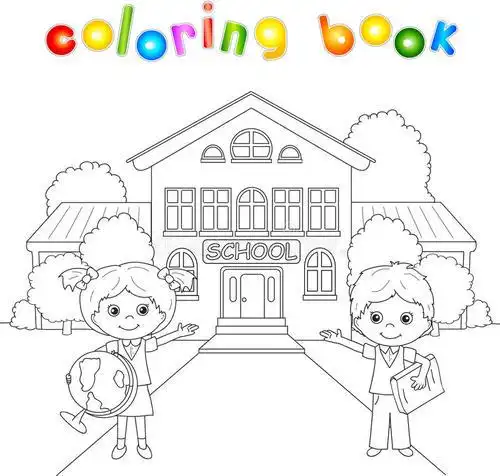 我的校园简笔画四年级