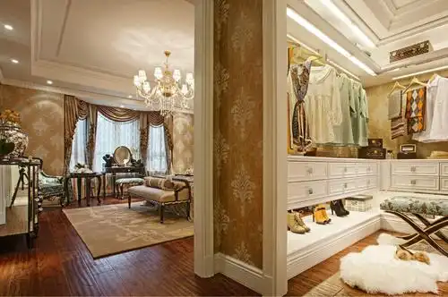 简约轻奢欧式别墅装修衣帽间设计图 美式别墅装修衣帽间设计图