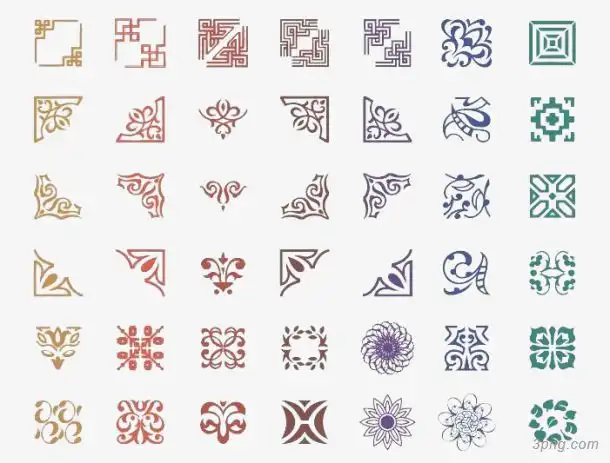 中国古典花纹png素材透明免抠图片-装饰效果