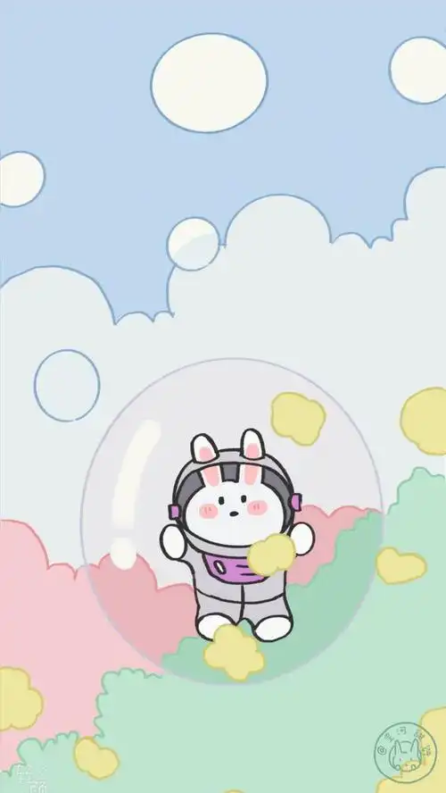 动漫风可爱小兔子春游无水印手机壁纸