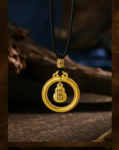 周六福珠宝黄金吊坠男女款福禄满堂招财葫芦古法黄金吊坠计价a049961