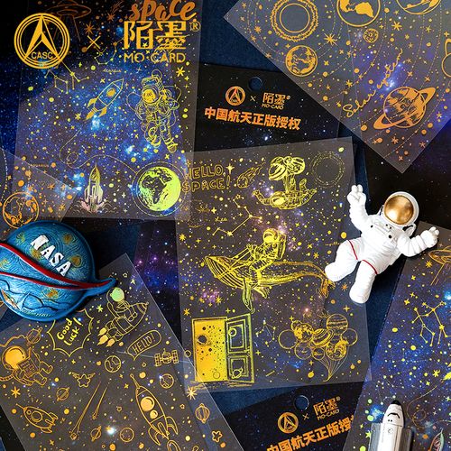 星河宇宙pet手账贴纸创意烫金透明手机壳装饰 小图案贴画手帐素材
