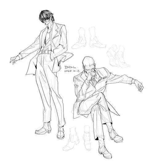 对画西服不是很熟练