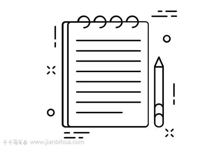 简笔画笔和本子卡通