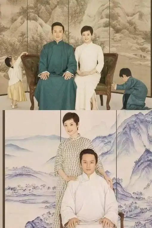 明星民国风全家福走红网友邓超一家最有感觉