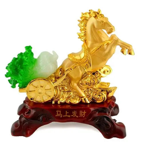 招财马上发财摆件大号百财如意玉白菜工艺品生肖马摆设乔迁礼品