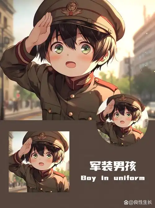 军装男孩丨卡通头像丨单人 一个装着军装保家卫国的男孩