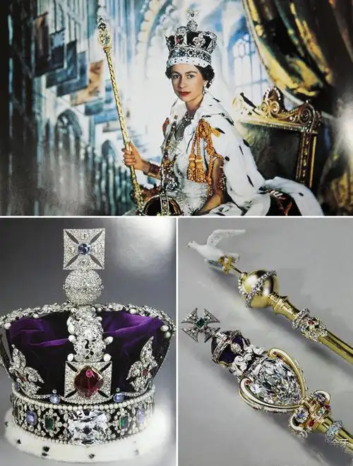 分别镶嵌在英女王的王冠及权杖之上