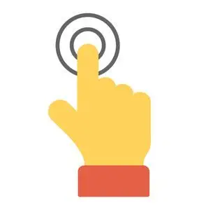 手指触摸表示交互平面图标设计图片