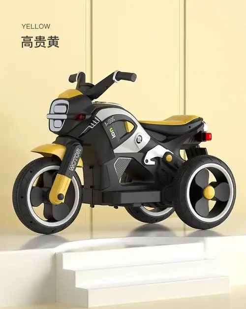 儿童电动摩托车三轮车可遥控男女孩宝宝电瓶车小孩可坐人玩具车普通款