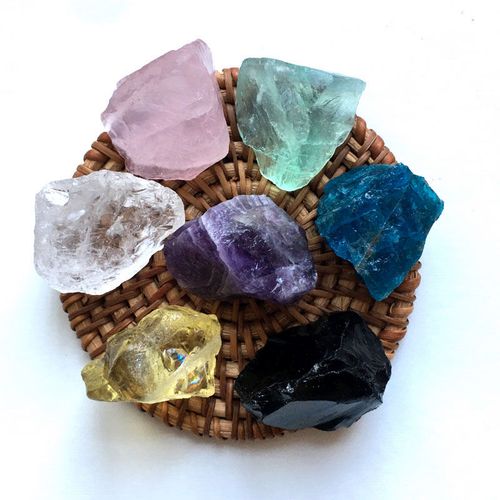 天然水晶原石毛料矿石标本摆件镇宅疗愈能量水晶石鱼缸花盆造景石五色