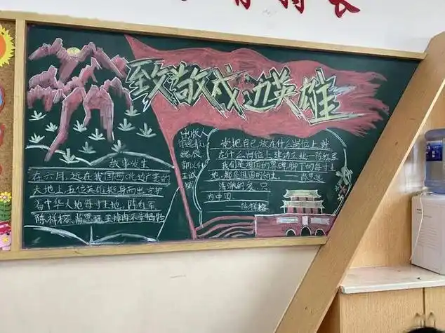 我校大队部布置五年级各班绘制一期致敬戍边卫国英雄为主题的黑板报