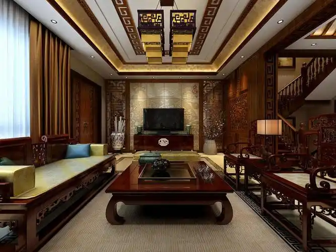 中式豪华混搭别墅装修效果图案例