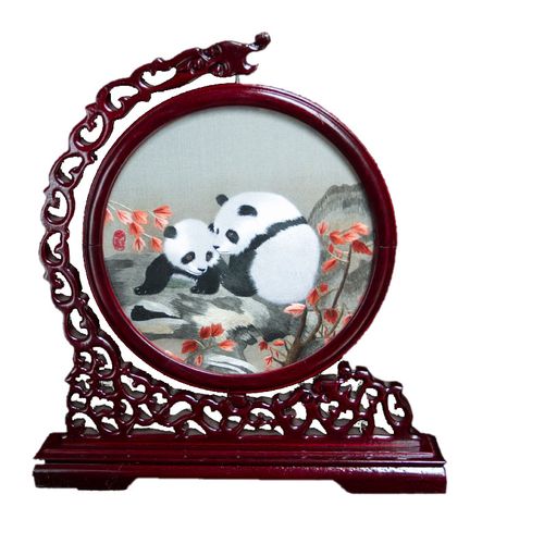 蜀绣蜀锦成都川绣双面绣手工艺品刺绣摆件中国风特色礼品纪念品