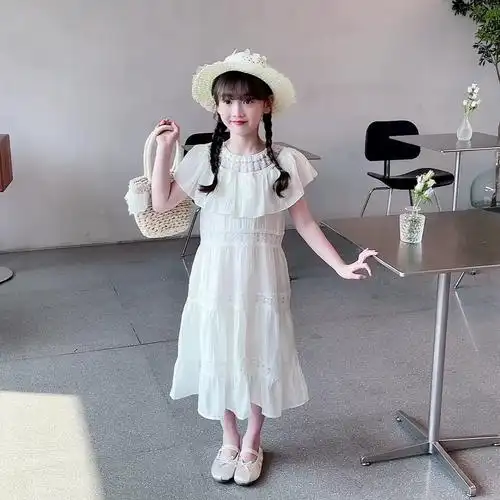 夏装女童连衣裙夏季2024新款女孩洋气公主裙长裙儿童夏天童装裙子