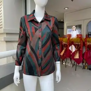 俏丽缘2021-172中老年女装休闲针织衬衫秋季新款妈妈宽松大码衬衣