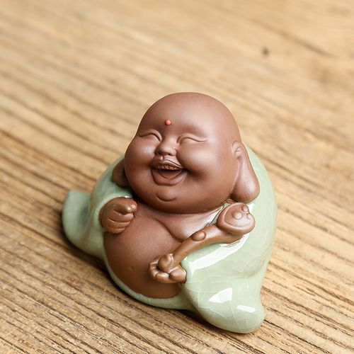 紫砂茶宠可爱小弥勒佛摆件陶瓷手工精品创意茶虫茶玩茶具配件可养