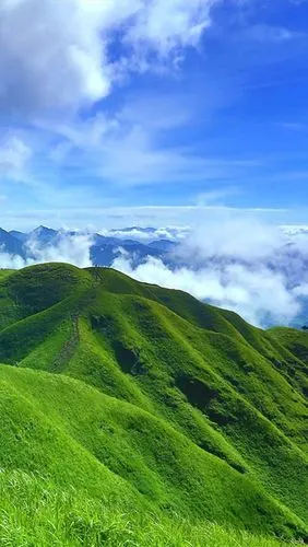 自然壁纸,风景,自然,风景,手机壁纸蓝天白云绿色高山